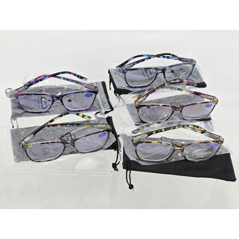 SIGVAN Reading Glasses Unisex +2.50 Multicolor Tortoise Blue Light Block - NEW